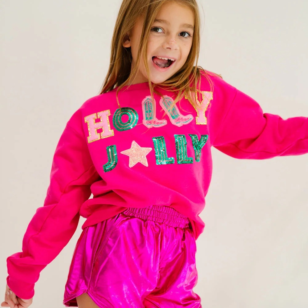 Holly Jolly Pink Sequin Sweatshirt